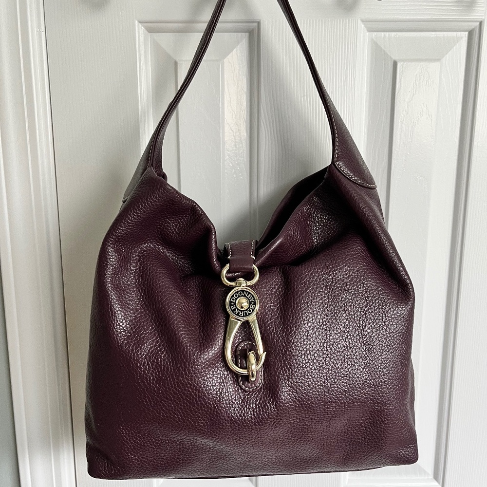 Dooney & Bourke Belvedere Pebbled Leather Bag with Gold Hardware - Plum